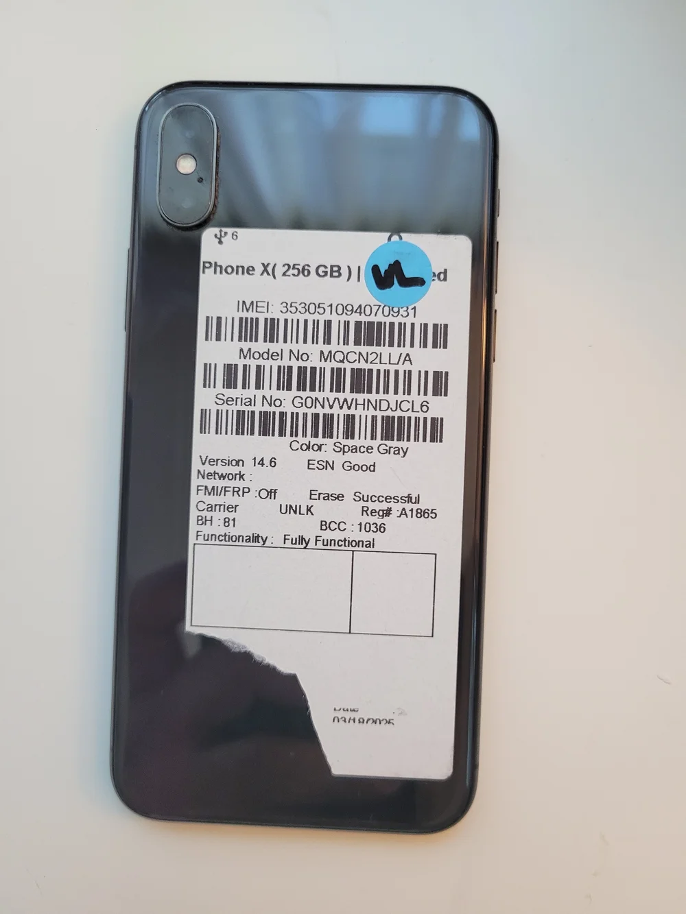 Apple iPhone X 256 Gb Used Black **AJ**